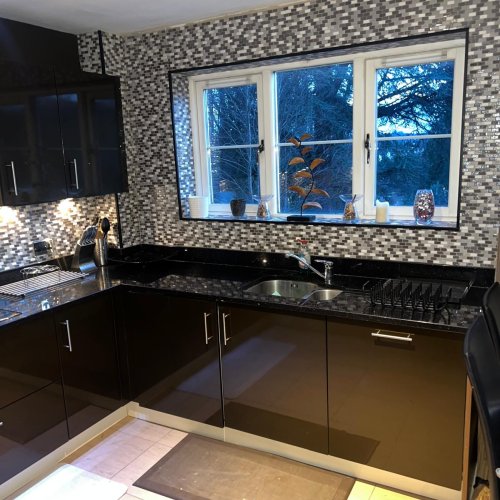 Kitchen with gas supply and appliance connections completed